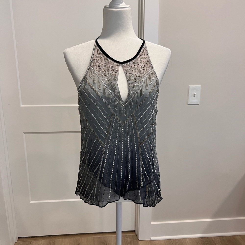 Parker Black and Silver Beaded Blouse